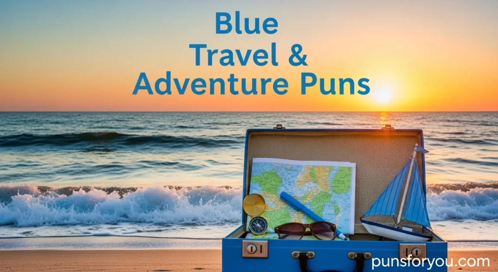 Blue Travel & Adventure Puns