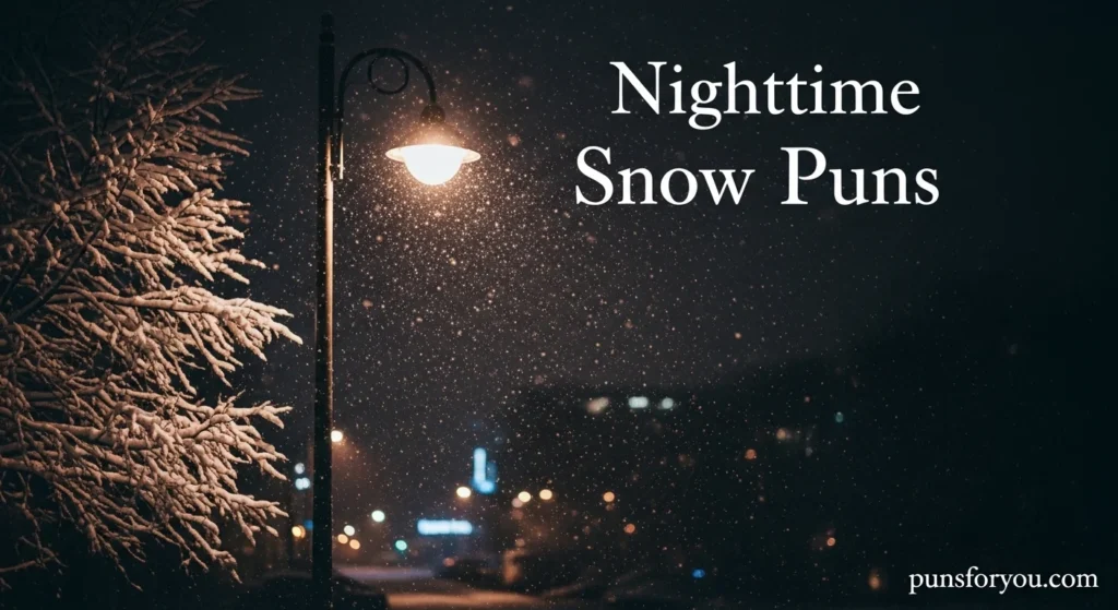Nighttime Snow Puns