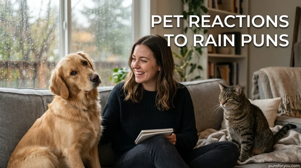 Pet Reactions to Rain Puns