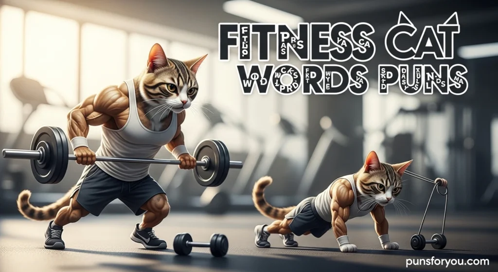 Fitness Cat Words Puns