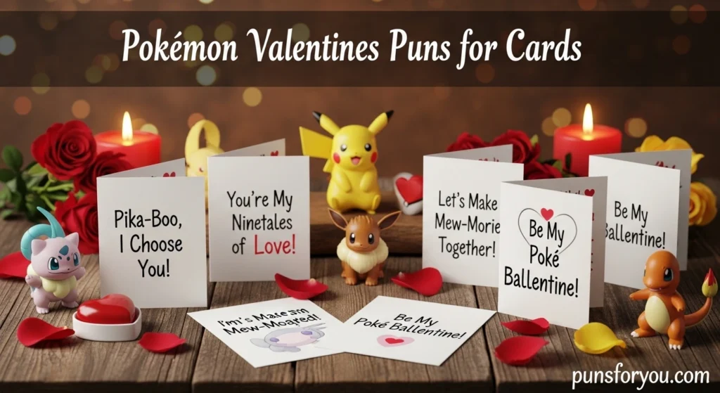 Pokémon Valentines Puns for Cards