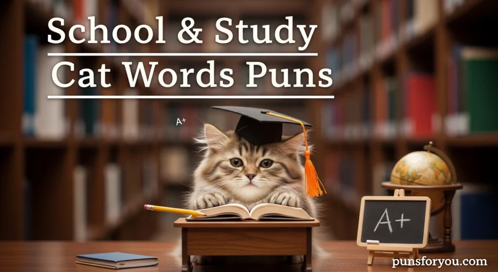 School & Study Cat Words Puns